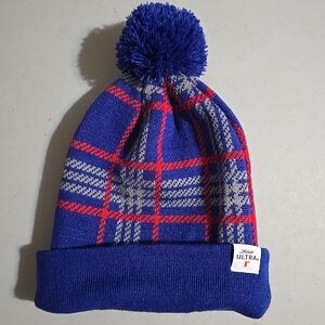 Unisex Adult Michelob Ultra Blue Plaid Pom-Pom Beanie